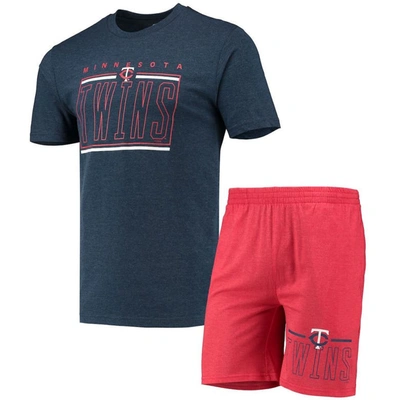 Concepts Sport Men's  Red, Navy Minnesota Twins Meter T-shirt And Shorts Sleep Set In Red,navy