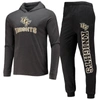 CONCEPTS SPORT CONCEPTS SPORT BLACK/HEATHER CHARCOAL UCF KNIGHTS METER LONG SLEEVE HOODIE T-SHIRT & JOGGER PAJAMA S