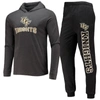Concepts Sport Black/heather Charcoal Ucf Knights Meter Long Sleeve Hoodie T-shirt & Jogger Pajama S In Black