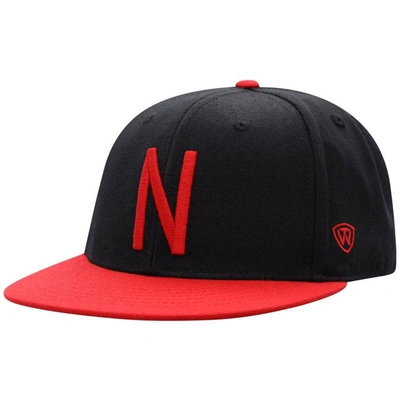 Top Of The World Men's  Black, Scarlet Nebraska Huskers Team Colour Two-tone Fitted Hat In Black,scarlet