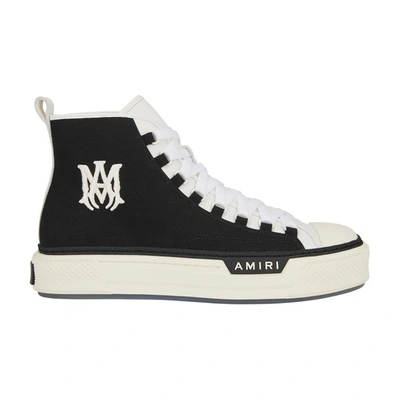 Amiri Ma Court Leather-trimmed Canvas High-top Sneakers In Black
