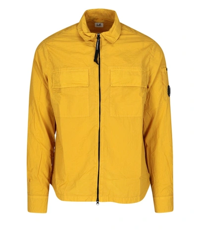 C.p. Company Taylon Zipped-detail Woven Overshirt In Yellow