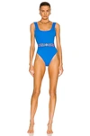 Versace Recycled Iconic Vita One-piece Swimsuit In Teal