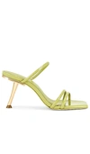 Cult Gaia Lydia Patent Leather Sculptural-heel Sandals In Palm