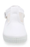 Cienta Kids' Canvas T-strap Sneaker In White
