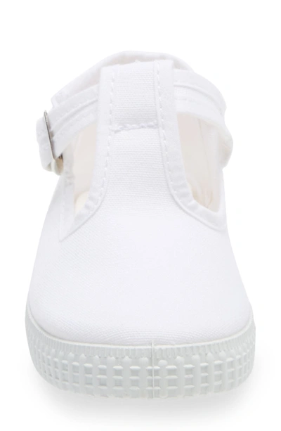 Cienta Canvas T-strap Sneaker In White