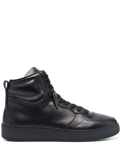 Roberto Cavalli Leather High-top Trainers In Black