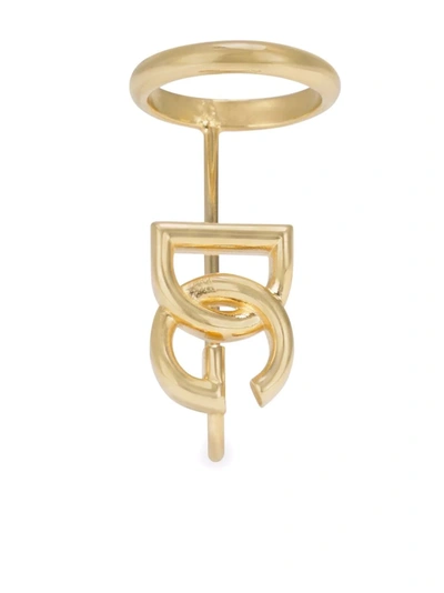 Dolce & Gabbana Logo-lettering Band Ring In Gold