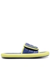 Moschino Padded Logo Patch Slides In Blue
