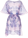 Versace Barocco Print Beach Silk Dress In Pink