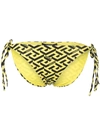 Versace Greca Signature Yellow Bikini Bottoms With Print In Yellow
