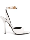 Versace Safety Pin High Heel Sandals, Female, White, 41