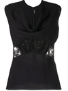 VERSACE LACE-PANELLED SLEEVELESS TOP