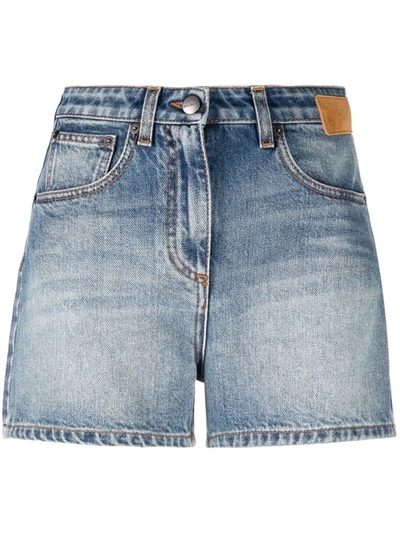 PALM ANGELS STAR PATCH DENIM SHORTS