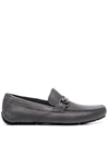 Ferragamo Gancini Pebbled Driving Shoes In Grey