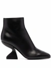 Ferragamo F-heel Sculpted Ankle Boots In Black