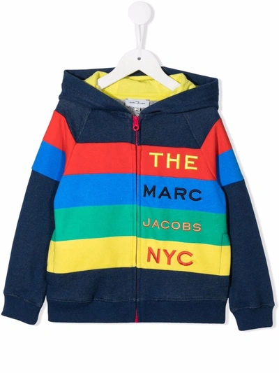 The Marc Jacobs Kids' Cotton Striped Zip-up Hoodie In Blue
