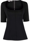 Stella Mccartney Square-neck Short-sleeve Top In Black