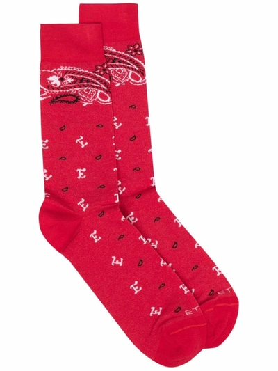 Etro Paisley-print Socks In Red