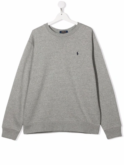 Ralph Lauren Teen Embroidered-logo Sweatshirt In Grey