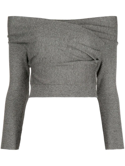 Michelle Mason Off-shoulder Wrap Jumper In Grey