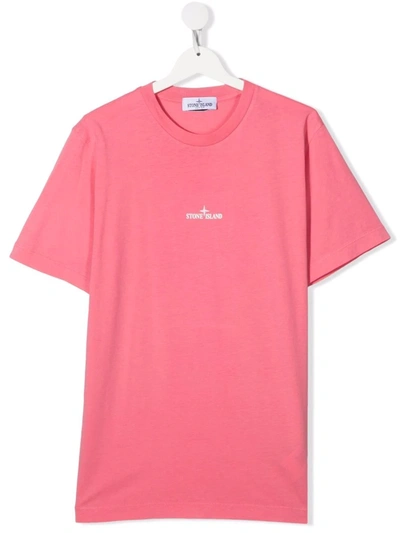 Stone Island Junior Teen Boys Pink Logo T-shirt
