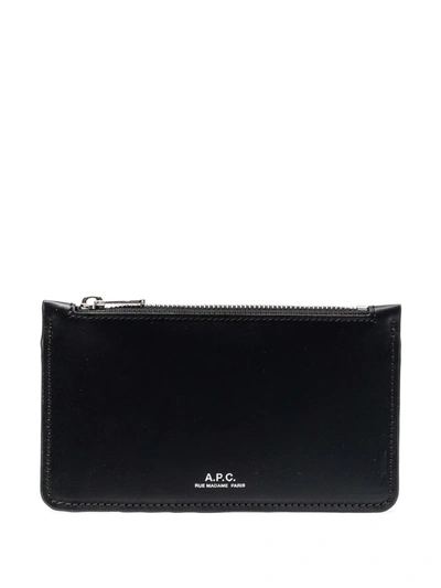 Apc Embossed-logo Wallet In Black