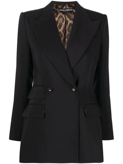 Dolce & Gabbana Double-breasted Fitted Blazer In Black