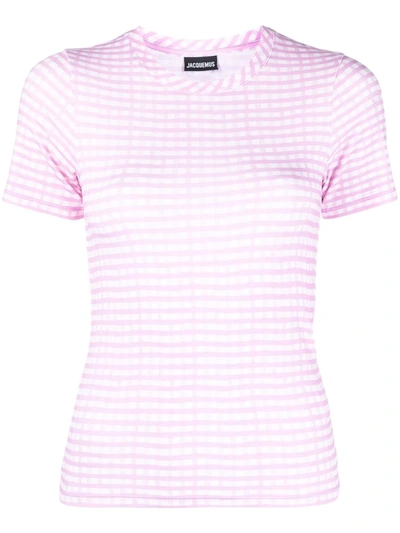 Jacquemus Checked Short-sleeve T-shirt In Rosa