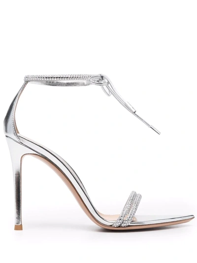Gianvito Rossi Ankle Tie-fastening Sandals In Silver