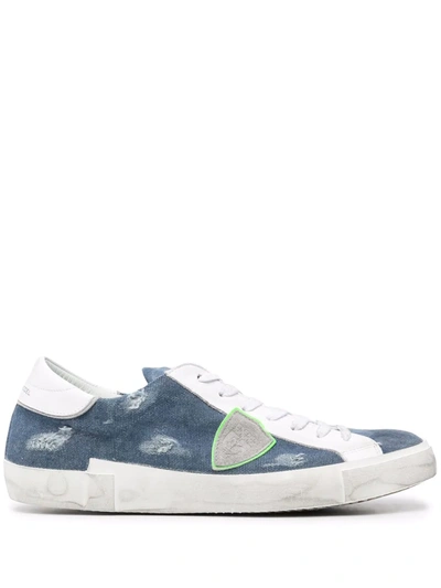 Philippe Model Paris Distressed-detail Sneakers In Blue