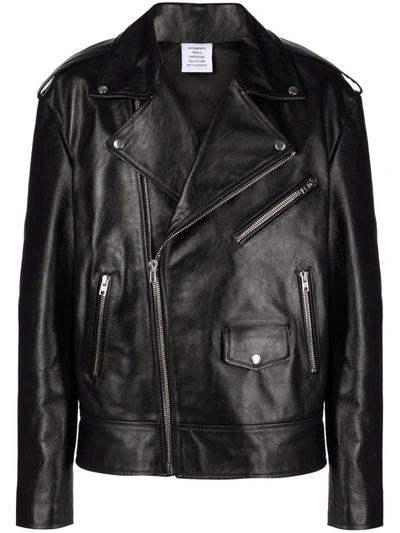 Vetements Leather Biker Jacket In Black
