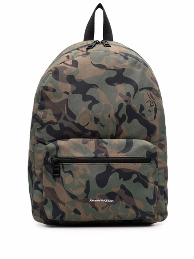 Alexander Mcqueen Logo-print Camouflage Backpack In Green