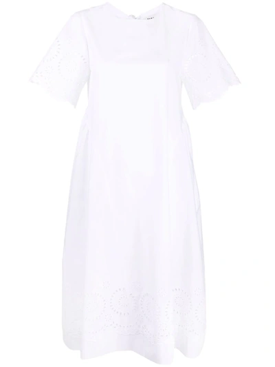 P.a.r.o.s.h Camelia Broderie Anglaise Cotton Midi Dress In White
