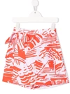 Msgm Geometric-print Knee-length Shorts In White