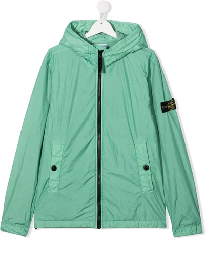 Stone Island Teen Logo-patch Lighweight Jacket In Green