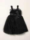 Twinset Teen Tulle Tie-waist Dress In Black