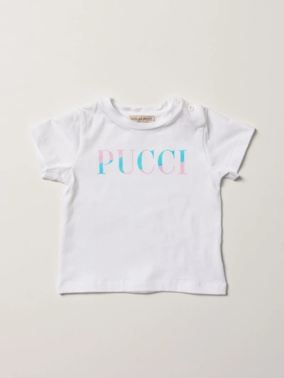 Emilio Pucci Babies' Cotton T-shirt With Logo In White