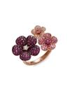 EFFY WOMEN'S 14K ROSE GOLD, DIAMOND, RUBY & PINK SAPPHIRE FLOWER RING