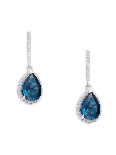 Effy Women's 14k White Gold, London Blue Topaz & Diamond Dangle Earrings