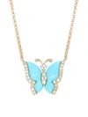 Effy Women's 14k Yellow Gold, Turquoise & Diamond Butterfly Pendant Necklace In Turquoise