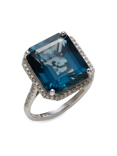 Effy Women's 14k White Gold, London Blue Topaz & Diamond Cocktail Ring