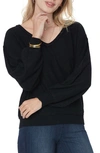 Nydj Blouson Sleeve V-neck Sweater In Black
