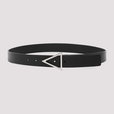 Bottega Veneta Triangle Buckle Leather Belt In Black