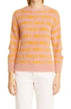 Stella Mccartney Fluffy Typographic Slash-sleeve Oversized Sweater In Multicolor
