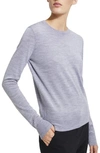 Theory Regal Wool Crewneck Pullover In Cool Heather Grey