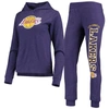Concepts Sport Women's  Purple Los Angeles Lakers Hoodie And Pants Sleep Set In Purple