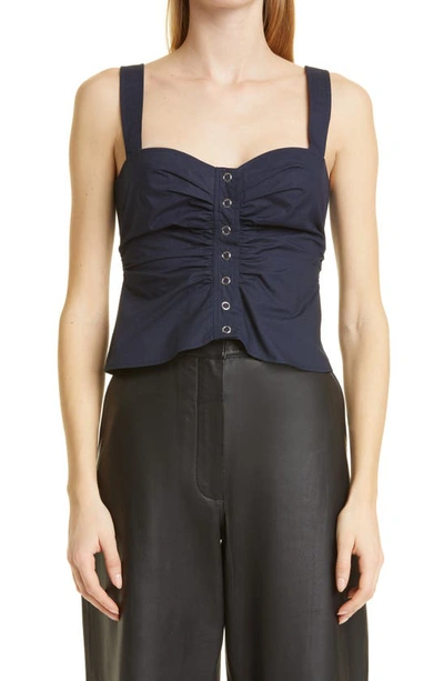 A.l.c Lilah Ruched Button-front Top In Blue