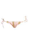 Versace Chain Print String Bikini Bottom In Pink