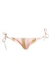 Versace Chain Print String Bikini Bottom In Candy Gold